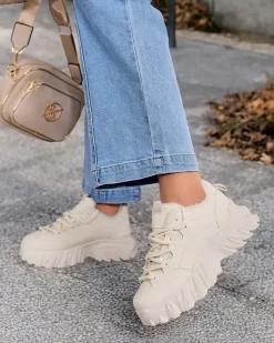 Ocieplane|Sneakersy^Royalfashion Sneakersy damskie z ociepleniem Wonfi beżowy