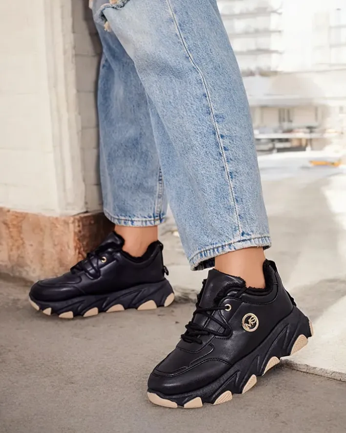 Ocieplane|Sneakersy^Royalfashion Sneakersy damskie z ociepleniem Aronni czarny