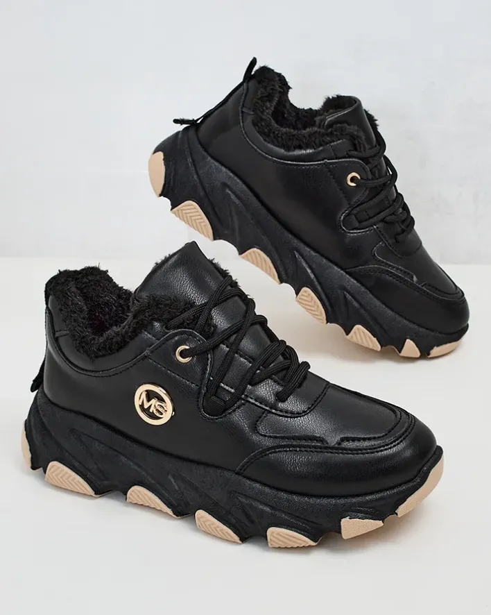 Ocieplane|Sneakersy^Royalfashion Sneakersy damskie z ociepleniem Aronni czarny