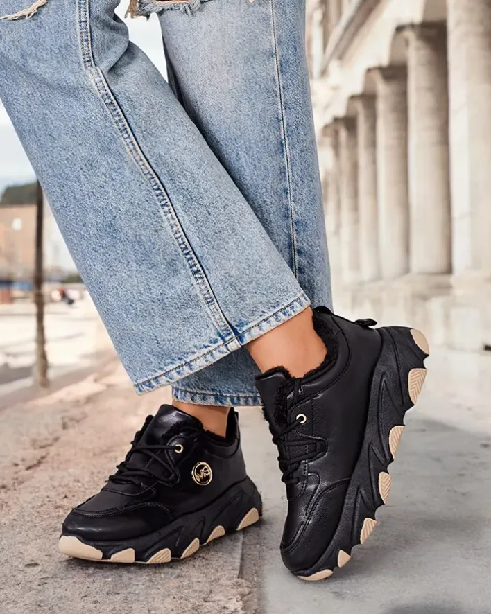 Ocieplane|Sneakersy^Royalfashion Sneakersy damskie z ociepleniem Aronni czarny