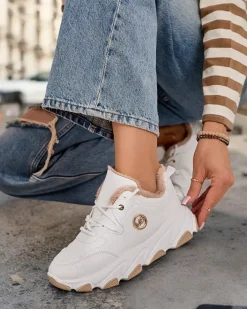 Ocieplane|Sneakersy^Royalfashion Sneakersy damskie z ociepleniem Aronni biały