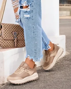 Ocieplane|Sneakersy^Royalfashion Sneakersy damskie z ociepleniem Zoru jasny brązowy