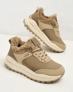Ocieplane|Sneakersy^Royalfashion Sneakersy damskie z ociepleniem Zoru jasny brązowy