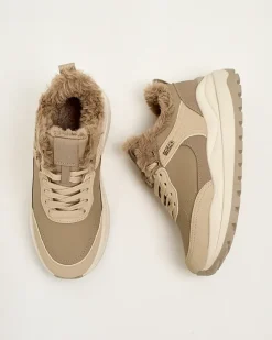 Ocieplane|Sneakersy^Royalfashion Sneakersy damskie z ociepleniem Zoru jasny brązowy