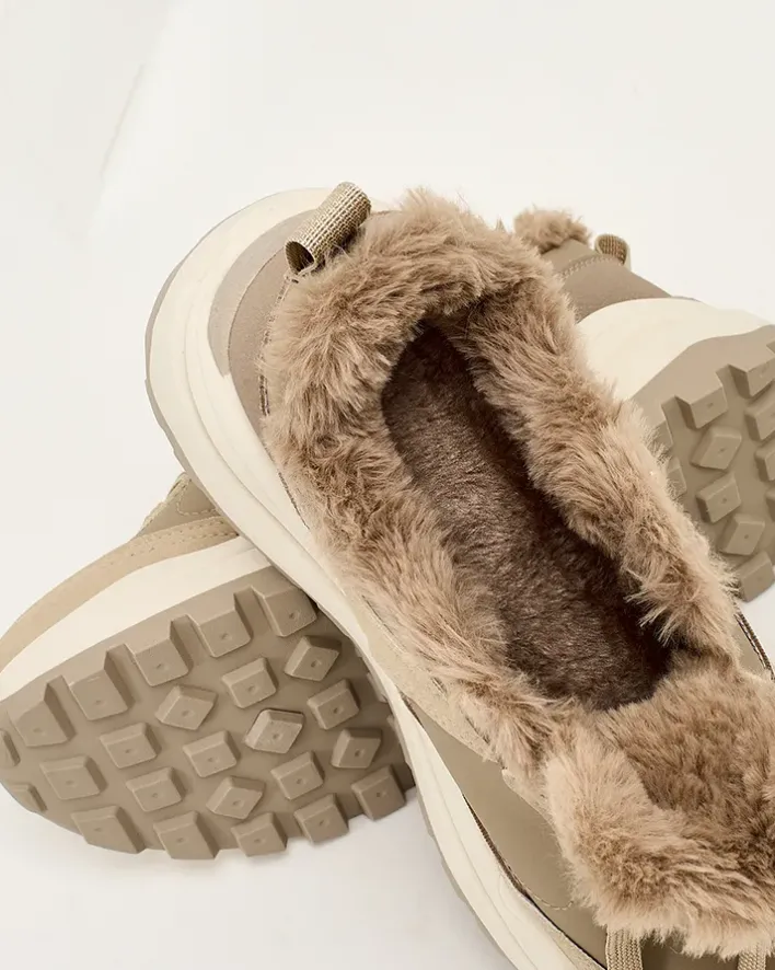 Ocieplane|Sneakersy^Royalfashion Sneakersy damskie z ociepleniem Zoru jasny brązowy