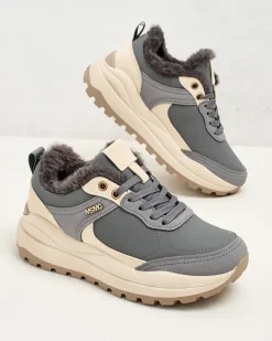 Ocieplane|Sneakersy^Royalfashion Sneakersy damskie z ociepleniem Zoru gołębi szary