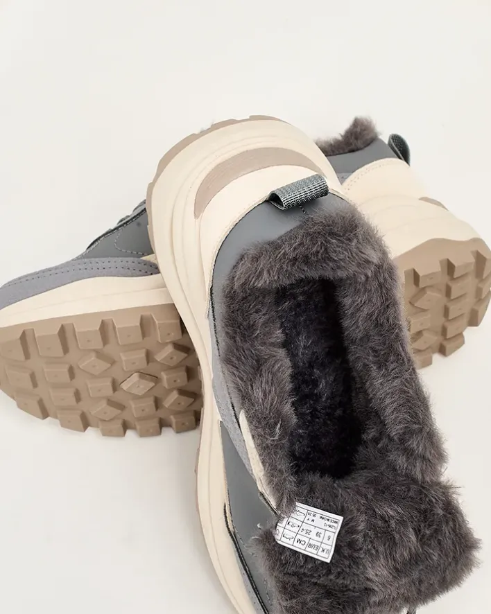 Ocieplane|Sneakersy^Royalfashion Sneakersy damskie z ociepleniem Zoru gołębi szary