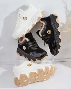 Ocieplane|Sneakersy^Royalfashion Sneakersy damskie z ociepleniem Caroz biały