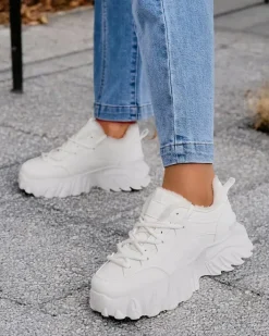 Ocieplane|Sneakersy^Royalfashion Sneakersy damskie z ociepleniem Wonfi biały