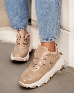 Ocieplane|Sneakersy^Royalfashion Sneakersy damskie z ociepleniem Caroz brązowy