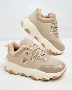 Ocieplane|Sneakersy^Royalfashion Sneakersy damskie z ociepleniem Caroz beżowy