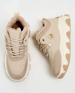Ocieplane|Sneakersy^Royalfashion Sneakersy damskie z ociepleniem Caroz beżowy