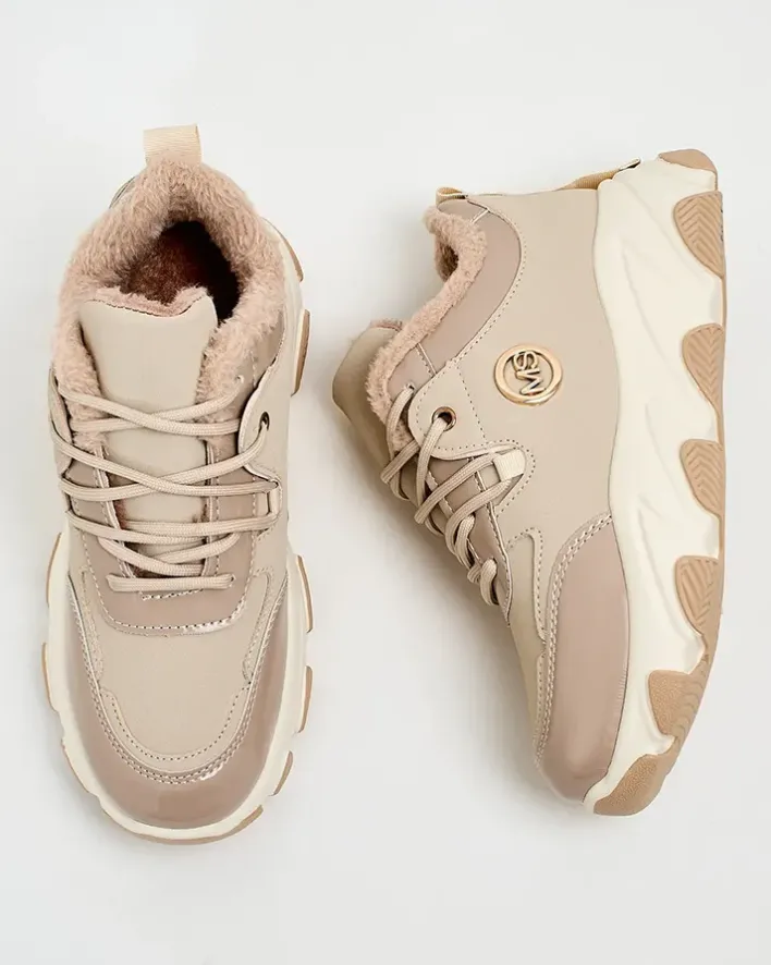 Ocieplane|Sneakersy^Royalfashion Sneakersy damskie z ociepleniem Caroz beżowy