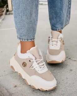 Ocieplane|Sneakersy^Royalfashion Sneakersy damskie z ociepleniem Aronni beżowy