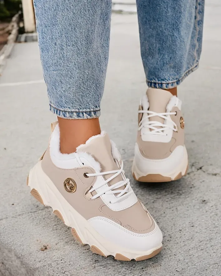 Ocieplane|Sneakersy^Royalfashion Sneakersy damskie z ociepleniem Aronni beżowy