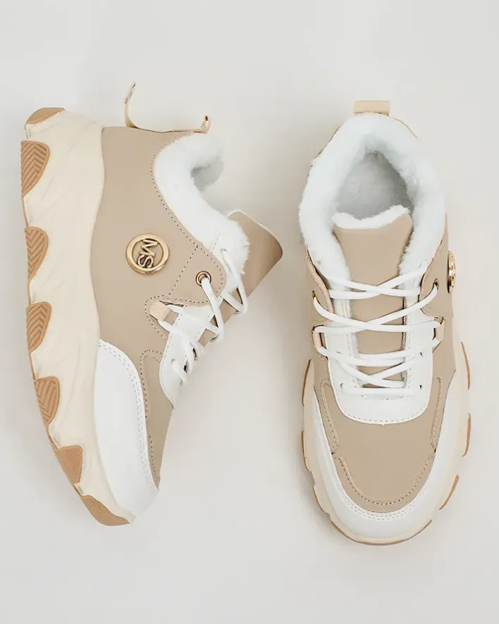 Ocieplane|Sneakersy^Royalfashion Sneakersy damskie z ociepleniem Aronni beżowy