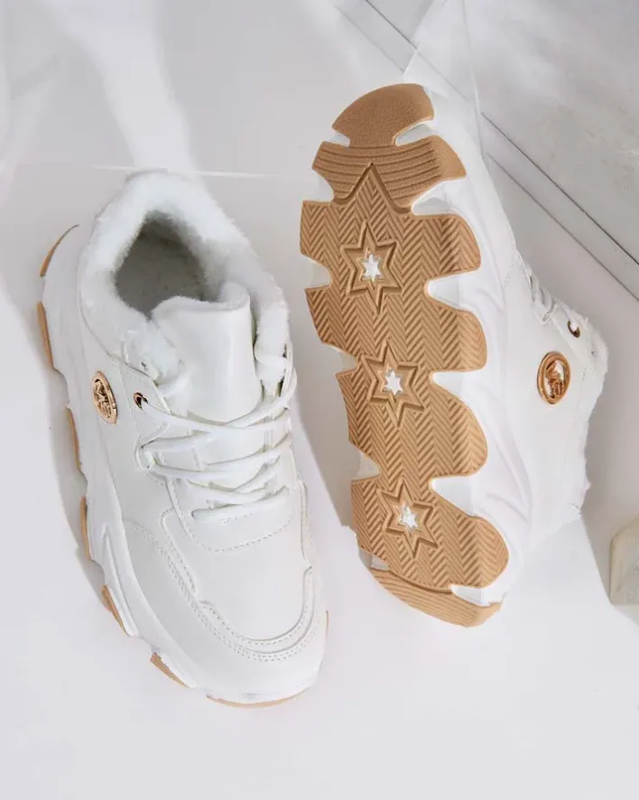 Ocieplane|Sneakersy^Royalfashion Sneakersy damskie z ociepleniem Caromi biały