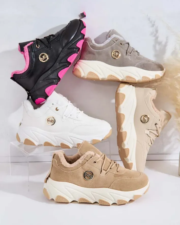 Ocieplane|Sneakersy^Royalfashion Sneakersy damskie z ociepleniem Caromi biały