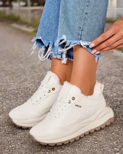 Ocieplane|Sneakersy^Royalfashion Sneakersy damskie z ociepleniem Zoru biały