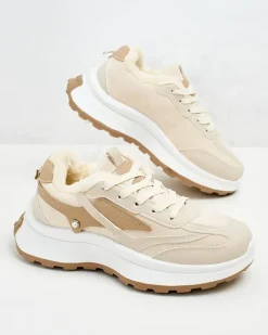 Ocieplane|Sneakersy^Royalfashion Sneakersy damskie z ociepleniem Terib beżowy