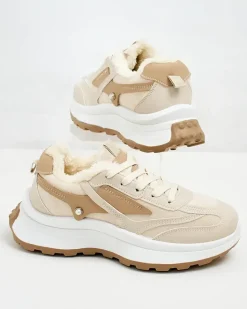 Ocieplane|Sneakersy^Royalfashion Sneakersy damskie z ociepleniem Terib beżowy