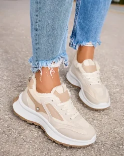 Ocieplane|Sneakersy^Royalfashion Sneakersy damskie z ociepleniem Terib beżowy
