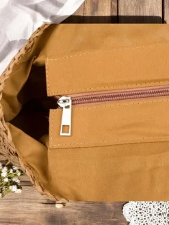 Wiklinowe I Słomiane^Royalfashion Słomiana torebka damska Flora Grande jasny brązowy