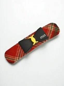 Akcesoria Do Włosów^Royalfashion Spinka do włosów w kratkę z kokardką czerwony