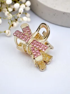 Akcesoria Do Włosów^Royalfashion Spinka do włosów z cyrkoniami Golden Clip różowy