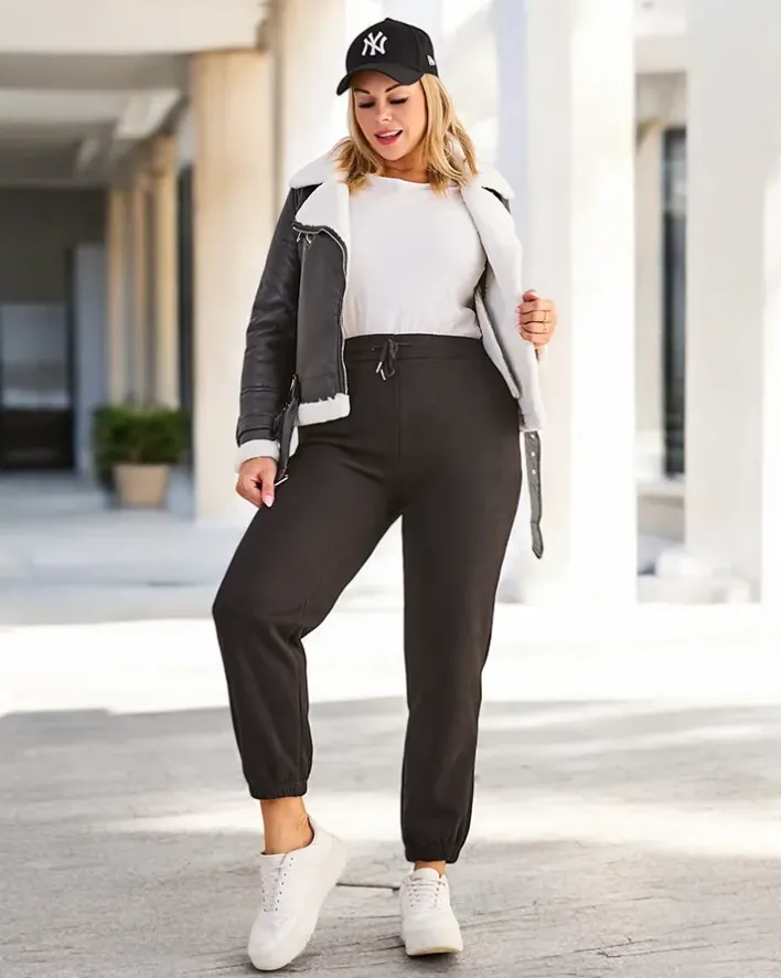 Spodnie Dresowe|Plus Size^Royalfashion Spodnie dresowe damskie PLUS SIZE czarny