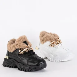 Śniegowce|Ocieplane^Royalfashion Sportowe białe buty damskie z futerkiem Flixis biały