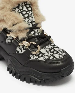 Śniegowce|Sneakersy^Royalfashion Sportowe buty damskie z futerkiem w kolorze m Reyma czarny