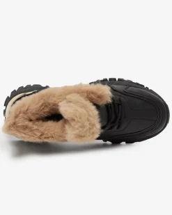 Śniegowce|Ocieplane^Royalfashion Sportowe czarne buty damskie z futerkiem Flixis czarny