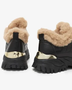 Śniegowce|Ocieplane^Royalfashion Sportowe czarne buty damskie z futerkiem Flixis czarny