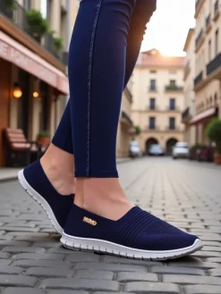 Półbuty^Royalfashion Sportowe mokasyny damskie Sortpes Granatowy