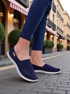 Półbuty^Royalfashion Sportowe mokasyny damskie Sortpes Granatowy