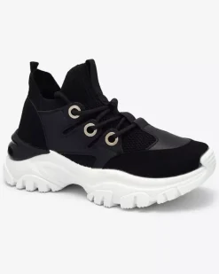 Bieganie, Ćwiczenia I Trening|Sneakersy^Royalfashion Sportowe sneakersy damskie w kolorze czarno Hasola czarny