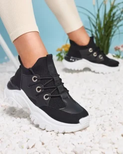 Bieganie, Ćwiczenia I Trening|Sneakersy^Royalfashion Sportowe sneakersy damskie w kolorze czarno Hasola czarny