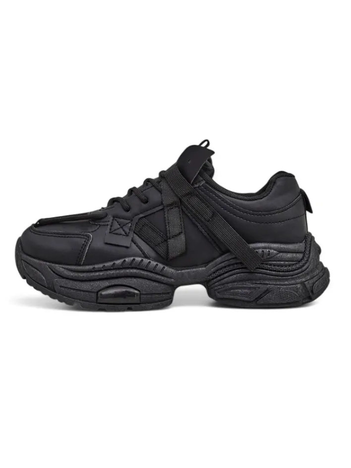 Ugc|Sneakersy^Royalfashion Sportowe sneakersy damskie na grubszej podeszwie Quensi czarny