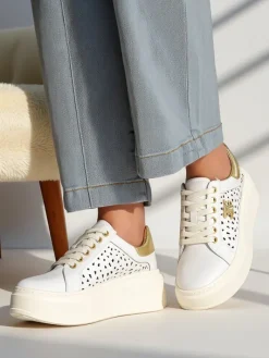 Sneakersy|Bieganie, Ćwiczenia I Trening^Royalfashion Sportowe sneakersy damskie ażurowe Jovixi biały