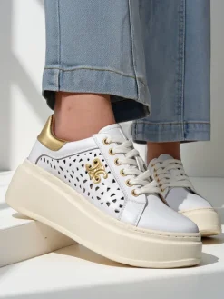 Sneakersy|Bieganie, Ćwiczenia I Trening^Royalfashion Sportowe sneakersy damskie ażurowe Jovixi biały