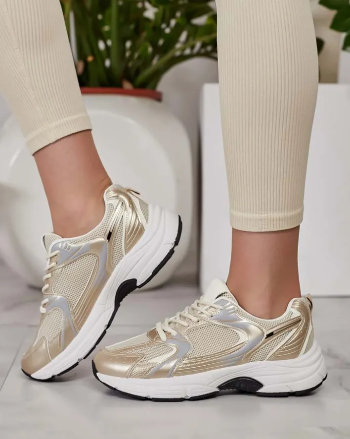 Bieganie, Ćwiczenia I Trening|Sneakersy^Royalfashion Sportowe sneakersy damskie Telio złoty