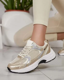 Bieganie, Ćwiczenia I Trening|Sneakersy^Royalfashion Sportowe sneakersy damskie Telio złoty