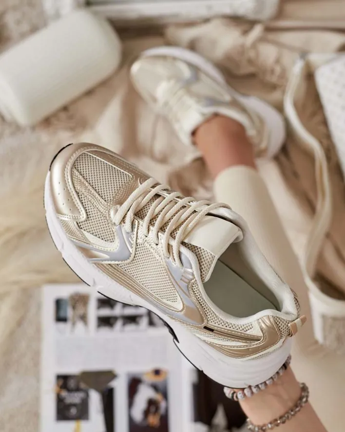 Bieganie, Ćwiczenia I Trening|Sneakersy^Royalfashion Sportowe sneakersy damskie Telio złoty