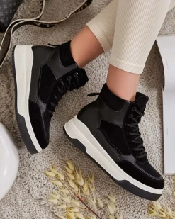 Sneakersy^Royalfashion Sportowe wysokie sneakersy damskie Goloppy czarny