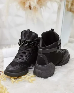 Sneakersy^Royalfashion Sportowe wysokie sneakersy damskie Bullaro czarny