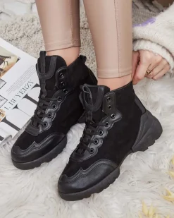 Sneakersy^Royalfashion Sportowe wysokie sneakersy damskie Bullaro czarny