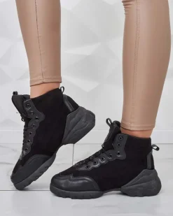 Sneakersy^Royalfashion Sportowe wysokie sneakersy damskie Bullaro czarny