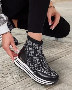 Sneakersy^Royalfashion Sportowe wysokie sneakersy damskie Lori czarny