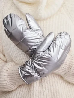 Rękawiczki^Royalfashion Srebrne rękawiczki damskie srebrny